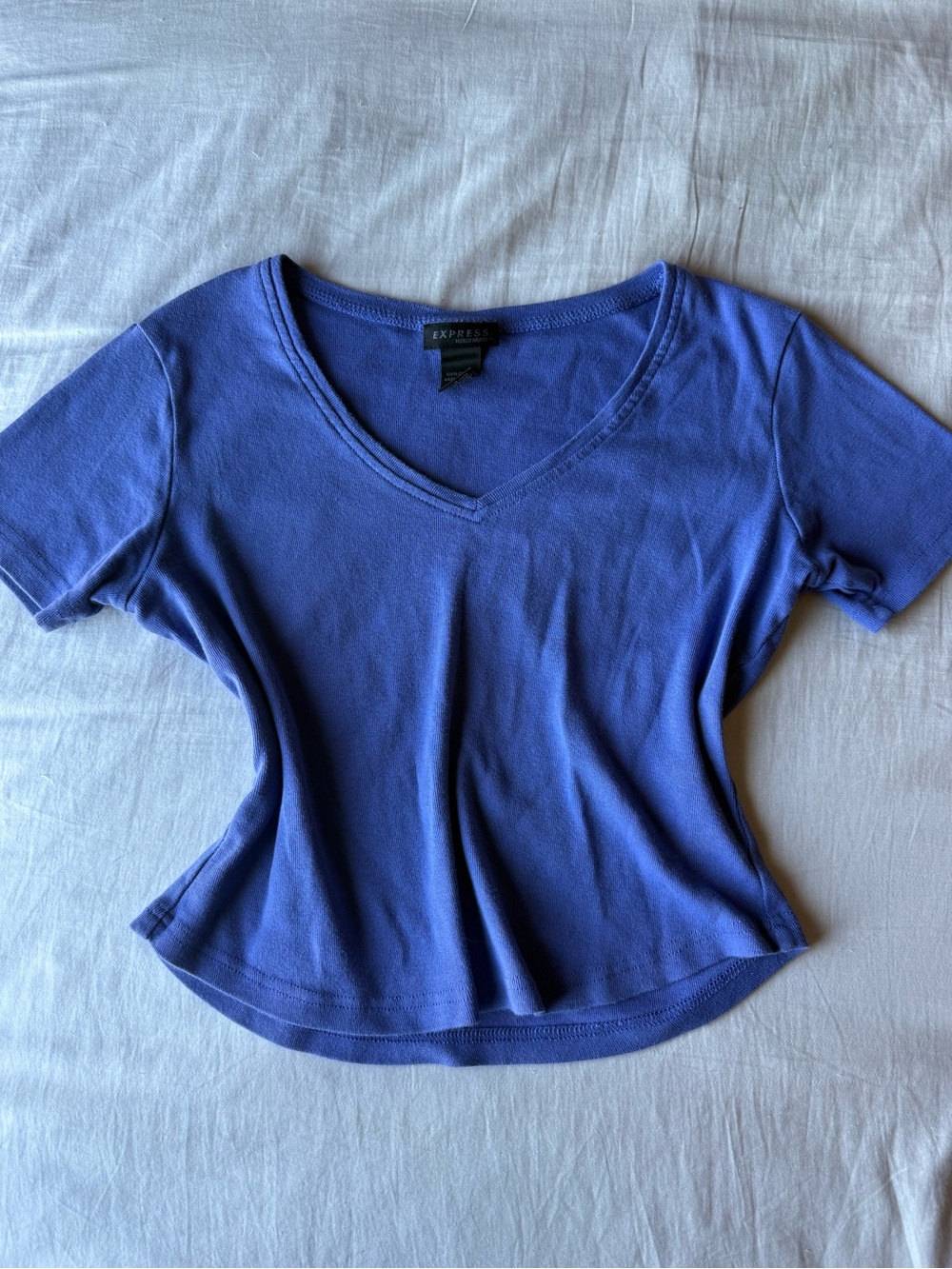 Express Women's Short Sleeve V-Neck Top - Periwinkle Blue